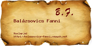 Balázsovics Fanni névjegykártya